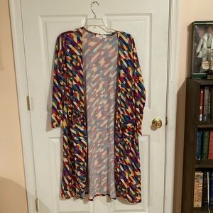 Multicolored Geometric LulaRoe Sarah Cardigan